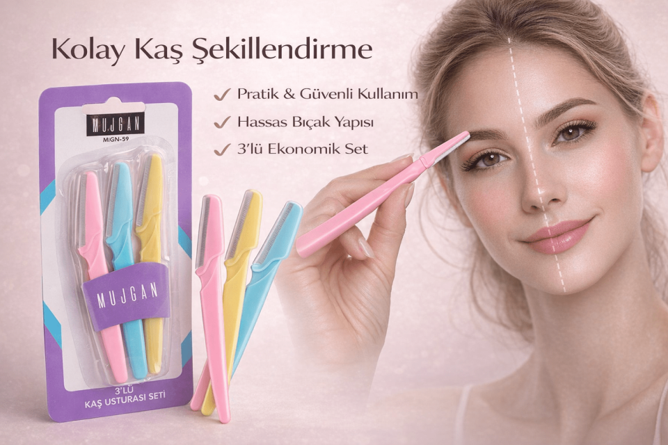 3’lü Kaş Şekillendirici Ustura Seti – Hassas ve Pratik Kaş Düzeltme Bıçakları
