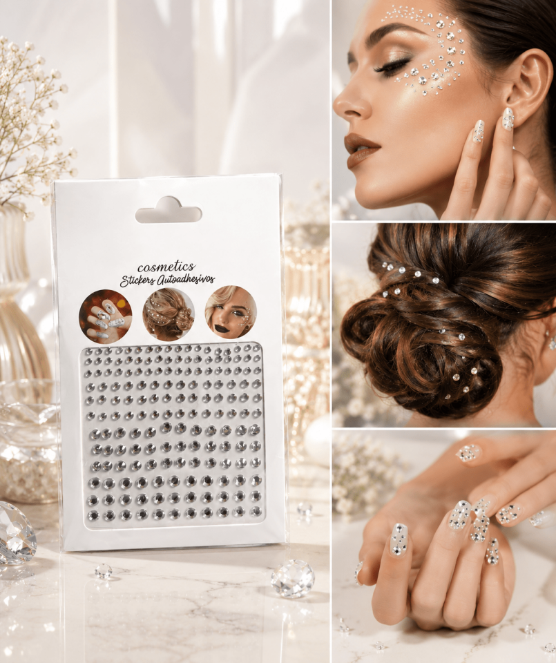Taş Sticker Seti Yüz Saç Tırnak Süsleme Kendinden Yapışkanlı Kristal Taş Seti
