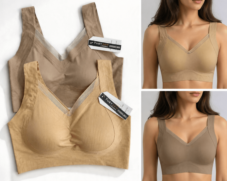 2’li Paket Dikişsiz Toparlayıcı Sütyen – Günlük Rahatlık, İz Yapmayan Seamless Bra (Ten & Vizon)
