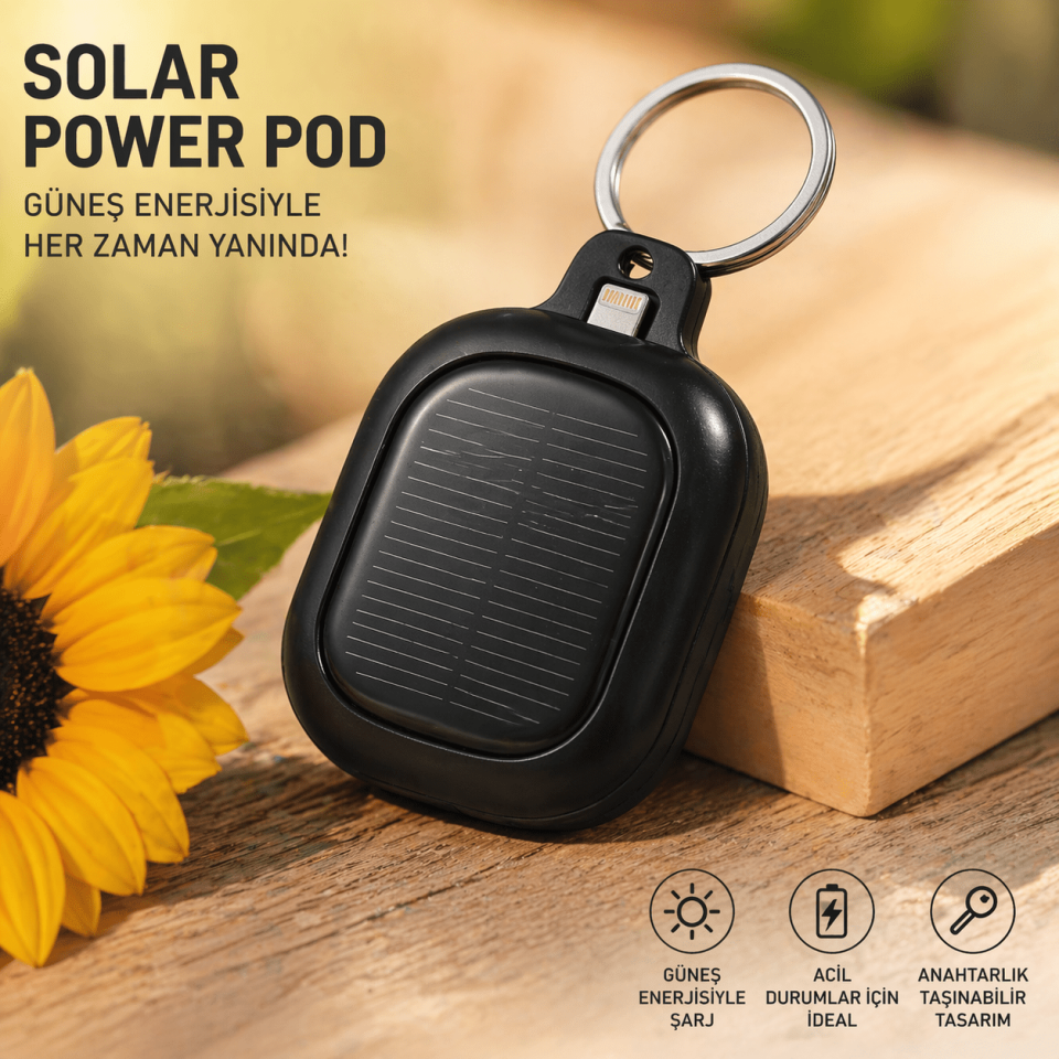Solar Mini Power Pod – Anahtarlık Tip Güneş Enerjili Powerbank