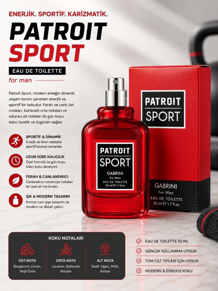 Patroit Sport Erkek Parfümü 50 ML – Ferah & Sportif Eau De Toilette