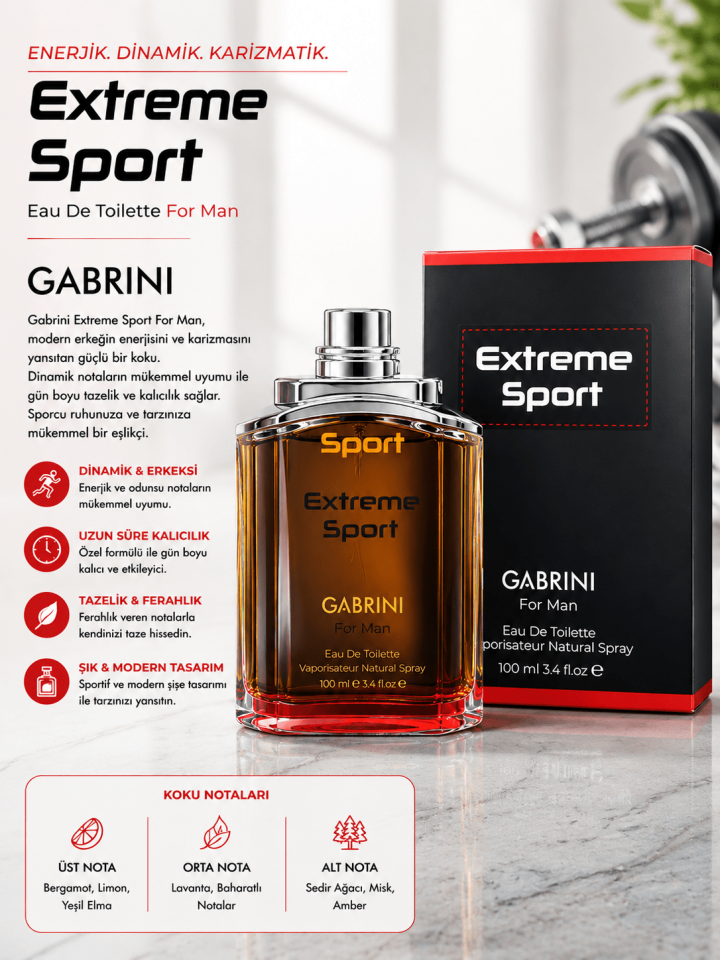 Extreme Sport For Man Eau De Toilette Erkek Parfümü 100 ML – Ferah & Kalıcı Erkek Kokusu