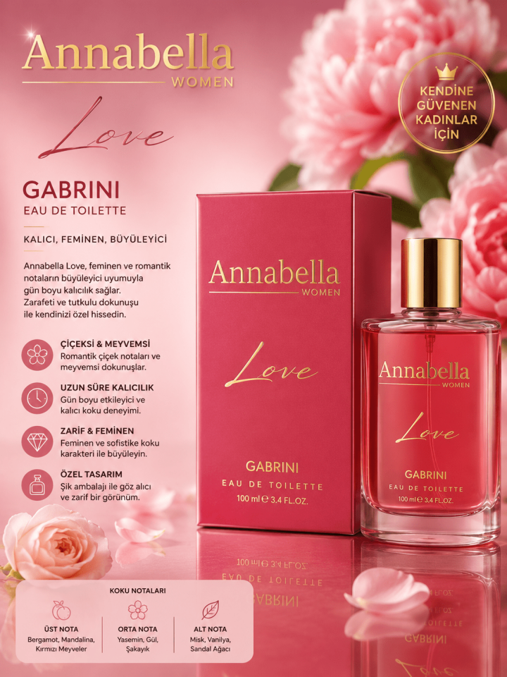 Annabella Love Eau De Toilette Kadın Parfümü 100 ML – Çiçeksi & Meyvemsi Kalıcı Koku