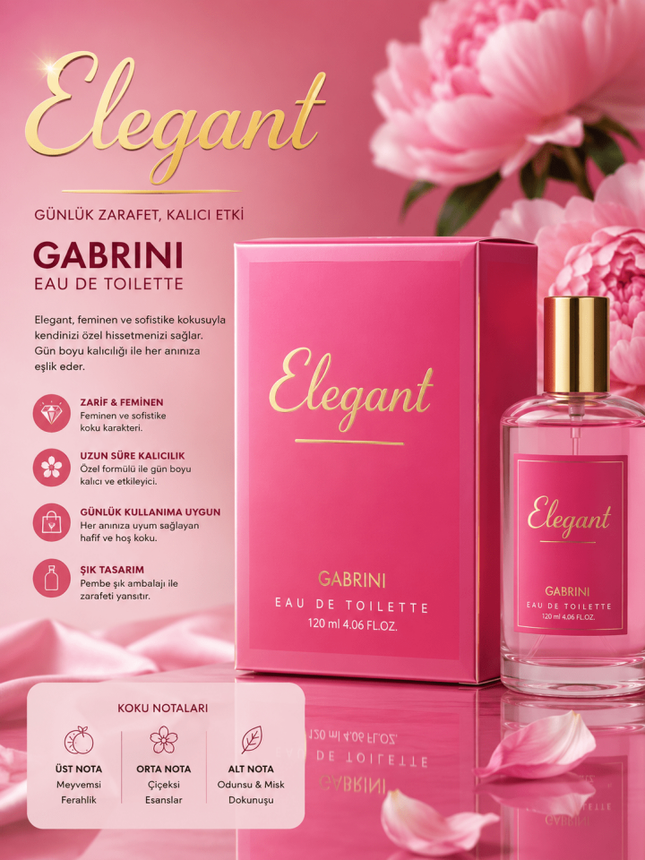 Elegant Eau De Toilette Kadın Parfümü 120 ML – Zarif & Kalıcı Çiçeksi Kadın Kokusu