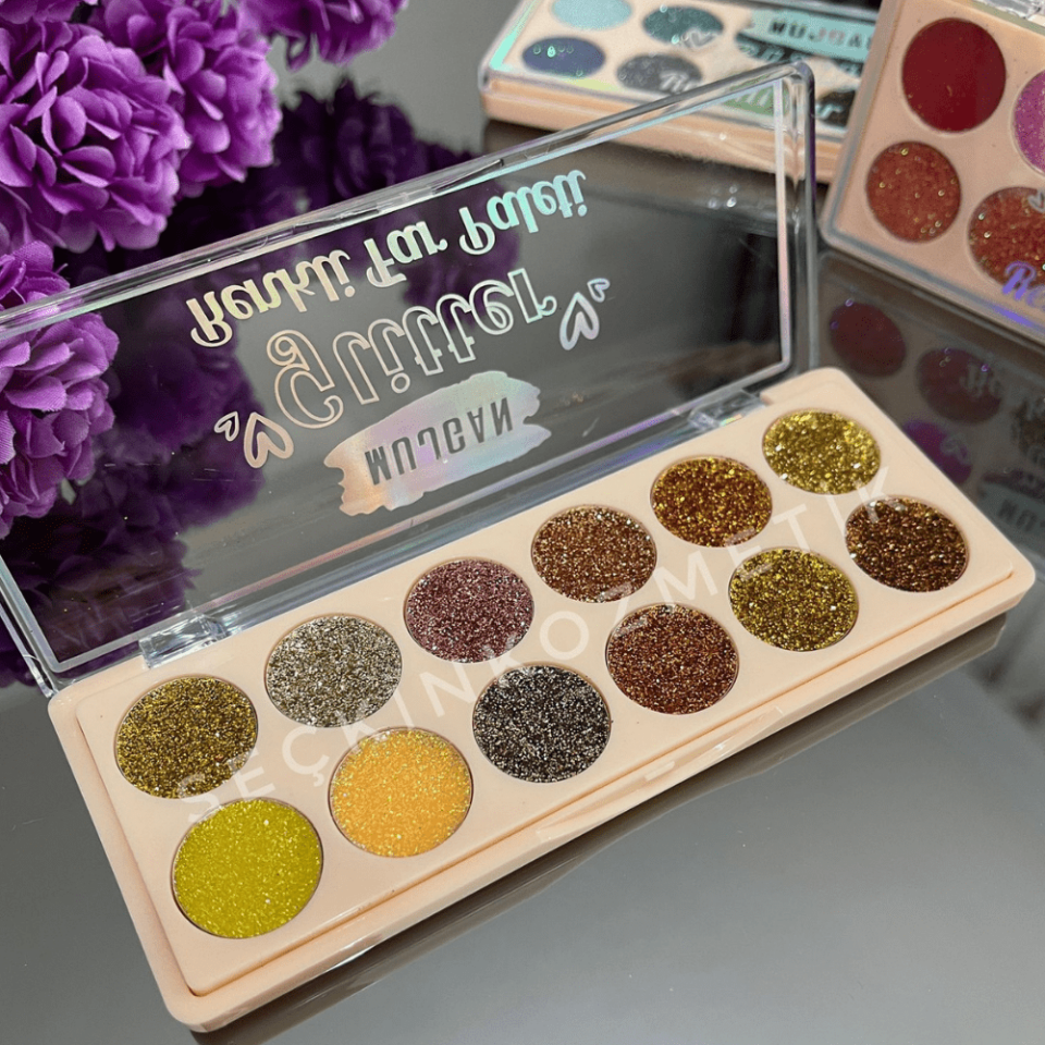10’lu Simli Far Paleti – Yoğun Işıltılı Glitter Eyeshadow Palette, Kalıcı ve Pigmentli Göz Farı Seti
