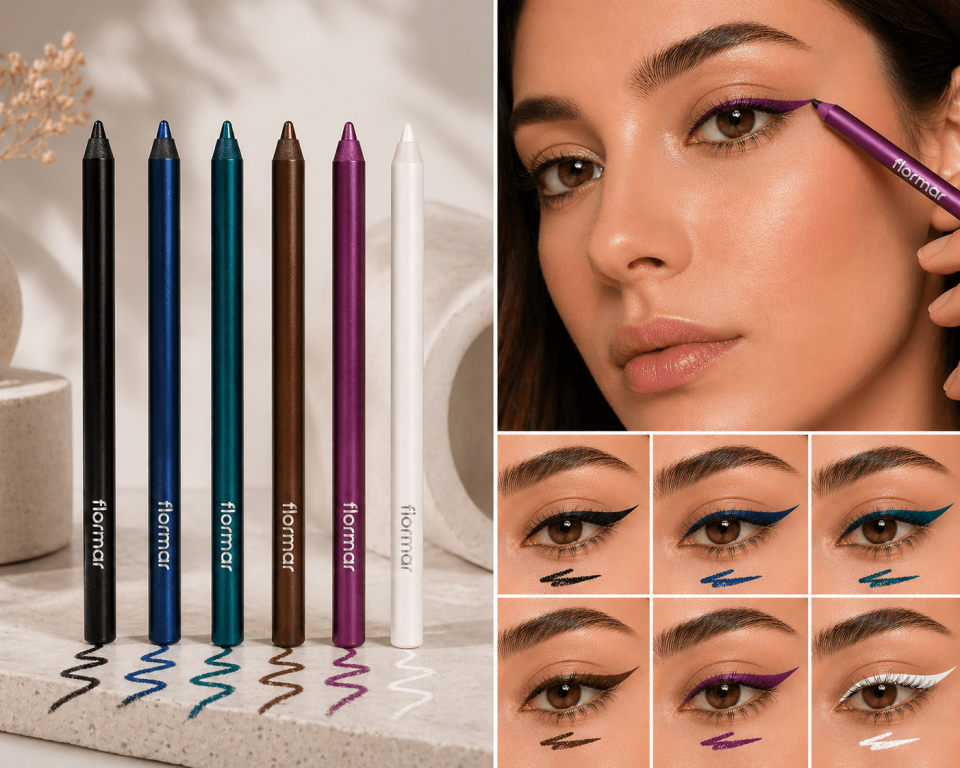 Flormar Renkli Göz Kalemi – Ultra Pigment Eyeliner, Suya Dayanıklı, Uzun Süre Kalıcı, Yumuşak Uç (Siyah, Mavi, Yeşil, Kahverengi, Mor, Beyaz)