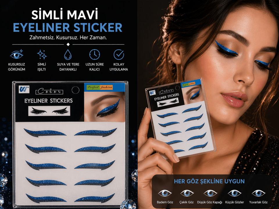 GlowLine Simli Mavi Eyeliner Sticker