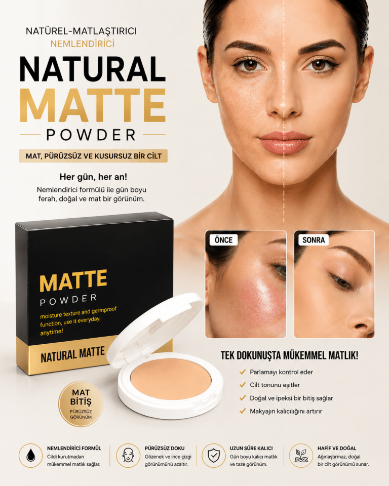 Natural Matte Powder Yağ Kontrolü Sağlayan Matlaştırıcı Kompakt Pudra