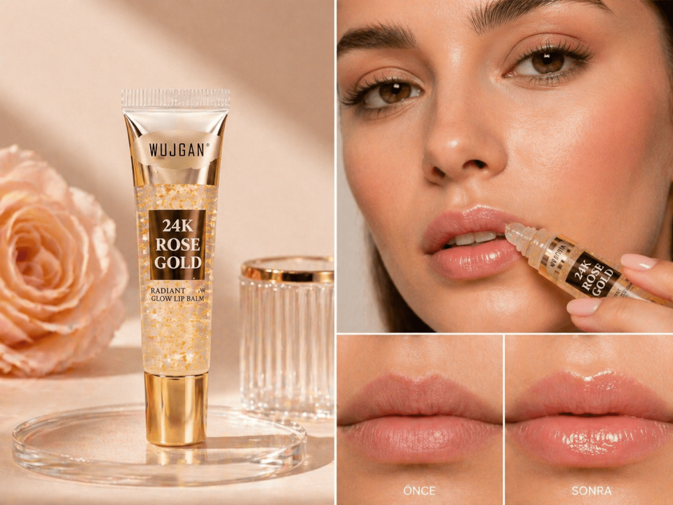 24K Rose Gold Dudak Nemlendirici – Işıltı Veren Lip Balm & Dudak Parlatıcı