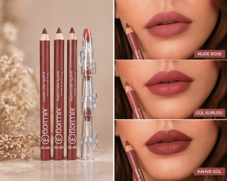 3 Ton Mat Dudak Kalemi Seti – Uzun Süre Kalıcı & Pürüzsüz Bitiş