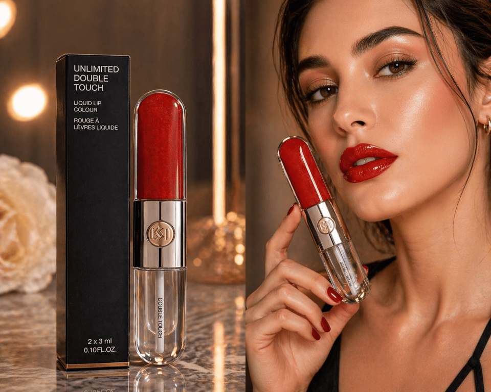 Çift Uçlu Likit Ruj & Dudak Yağı – Ultra Red Shine